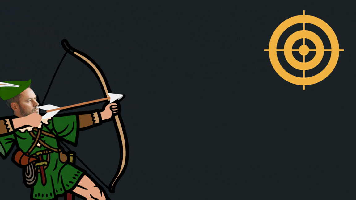 Animated GIF of Scot as an archer that reads How to Set & Achieve Your Business Goals